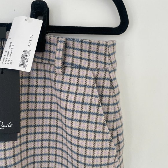 Rails Prim Mini Skirt Lilac Navy Gingham Check Print Front Zip Size 4 - Picture 7 of 12